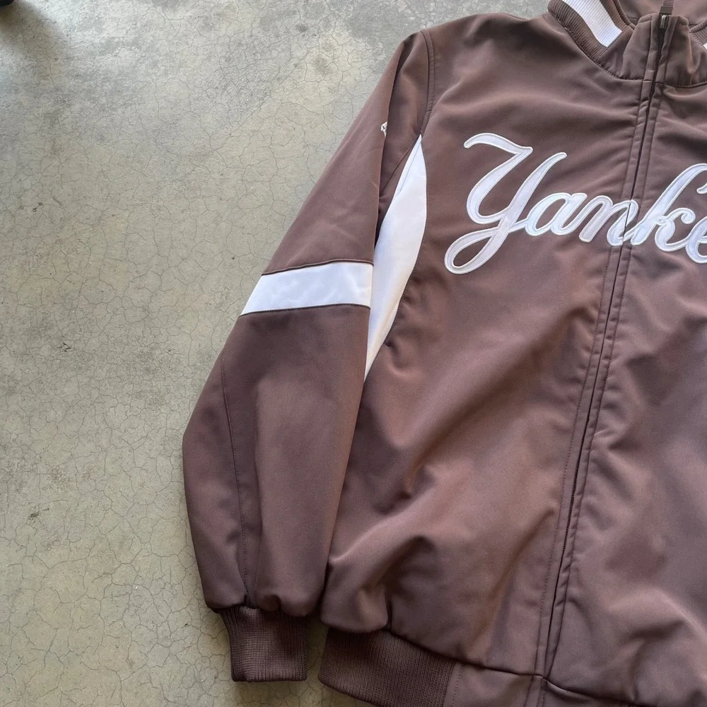 Majestic New York Yankees Track Jacket Mens Large Tall Brown Full Zip Fleece NWT